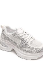 Baskets femme blanches à strass – Style sport chic TPGK