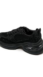 Baskets femme noires à strass – Style sport chic TPGK