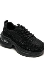 Baskets femme noires à strass – Style sport chic TPGK