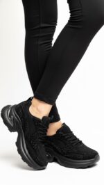 Baskets femme noires à strass – Style sport chic TPGK