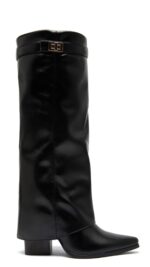 Bottes femme noires en cuir synthétique à talon classique forme tube – TPGK Collection automne hiver