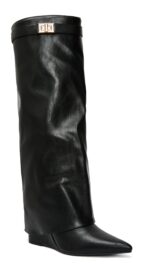 Bottes femme noires tube à talon compensé – Collection TPGK