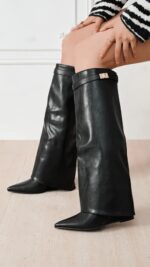 Bottes femme noires tube à talon compensé – Collection TPGK