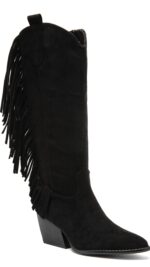 bottes à franges noires en suédine pour femme TPGK