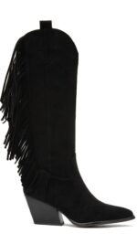 bottes à franges noires en suédine pour femme TPGK
