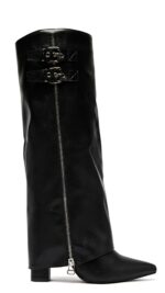 bottes zip noires femme talon bas double boucle
