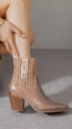 bottines cowboy femme camel doré TPGK