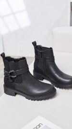 Bottines femme noires avec boucle latérale TPGK