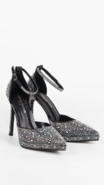 Escarpins femme noirs à talons hauts ornés de strass – Collection TPGK soirée chic