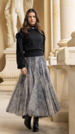 Jupe longue en tulle noire pour femme – élégante et fluide