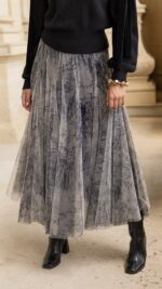 Jupe longue en tulle noire pour femme – élégante et fluide