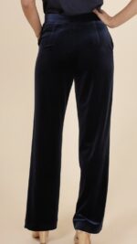 Pantalon femme en velours bleu marine coupe tailleur – Collection TPGK