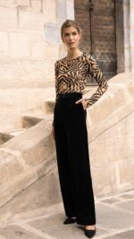 pantalon tailleur velours noir femme coupe droite TPGK