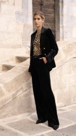 pantalon velours noir femme coupe droite TPGK