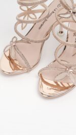 Sandales femme champagne à talons papillon strass – Collection TPGK