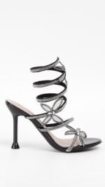 Sandales femme noires à talons papillon strass – Collection TPGK