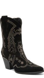 Bottines santiags femme noires en suédine avec strass – TPGK