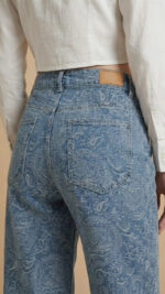 pantalon jean large motif cachemire femme TPGK